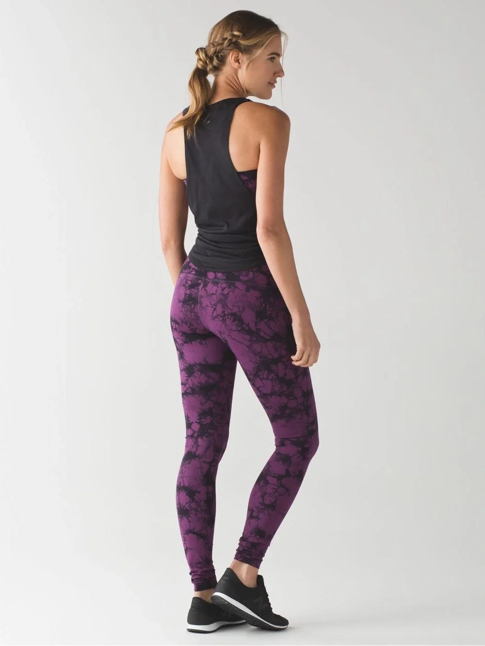 Lululemon Wunder Under High Rise Leggings Purple Black Tie Dye Size 6